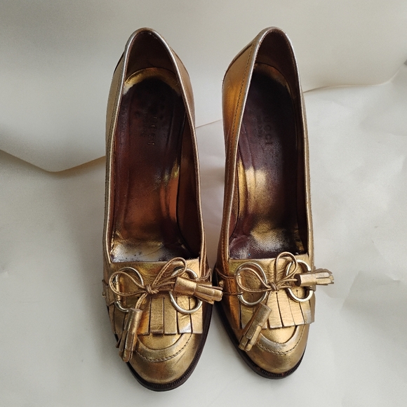Gucci metallic horsebit heels size 7B - Picture 5 of 16